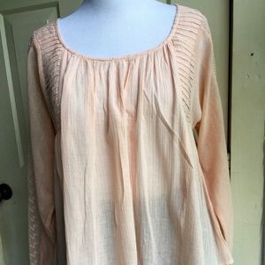 Lucky Brand 100% tea rose Cotton blouse L